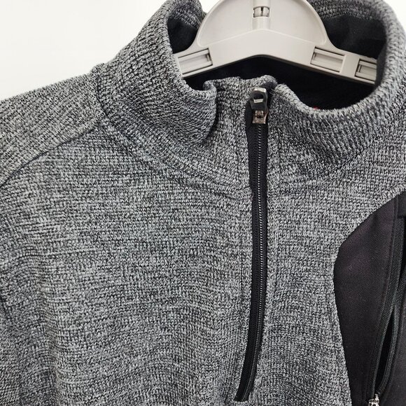 Spyder Mens Medium Gray Quarter Zip Pullover Sweater Embroidered Logo - Picture 2 of 13